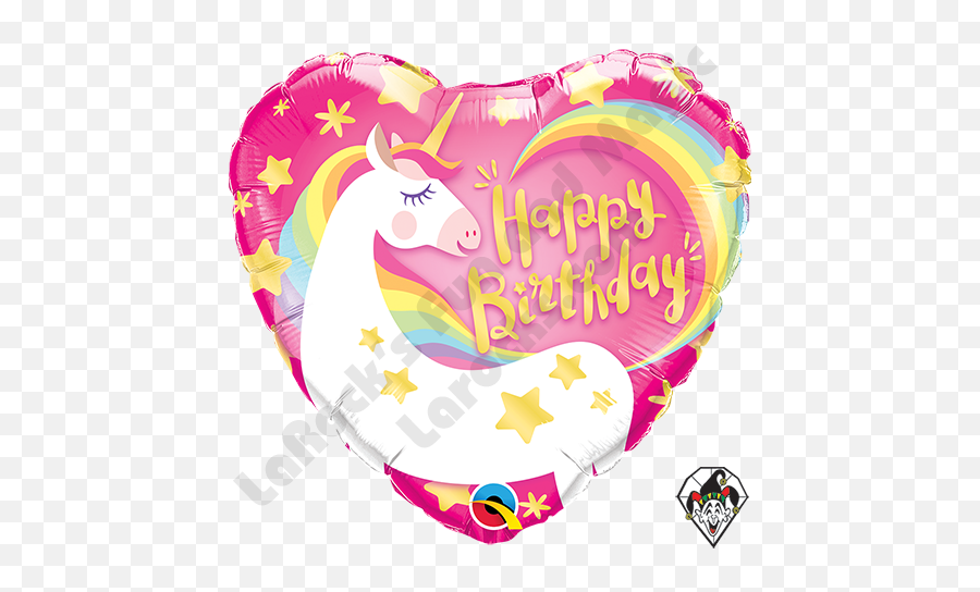 18 Inch Heart Birthday Magical Unicorn Foil Balloon Qualatex 1ct Emoji,Hbd Emoji