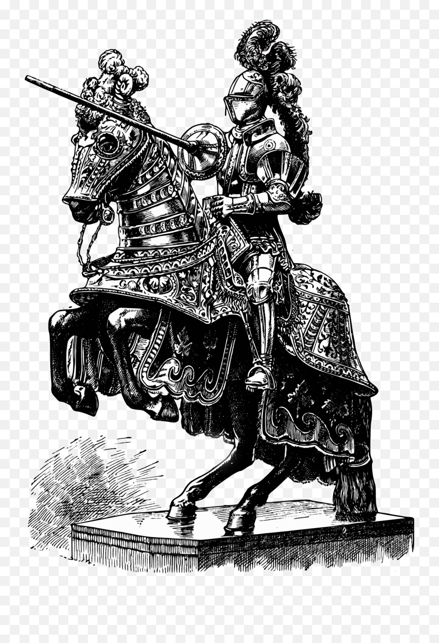 Black And White Drawing Of The Medieval Knight - Knights Jousting On Horses Drawing Emoji,Knight Of Emotions