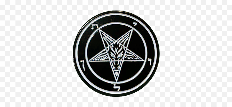 Pentagram Black White Enamel Pin - Pentagram Black And White Emoji,Pentagram Emoticon -evil Facebook