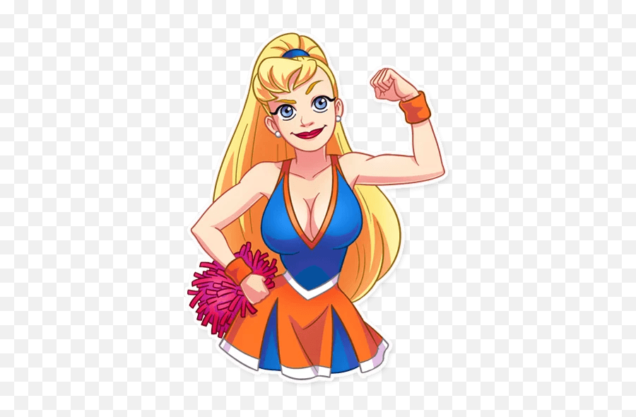 Cheerleader Girl - Telegram Sticker Emoji,Cheering Girl Emoticon