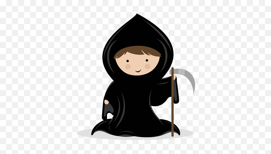 Grim Reaper Clip Art Svg Scrapbook Cut - Cute Grim Reaper Cartoon Background Clipart Emoji,Grim Reaper Emoticon Facebook