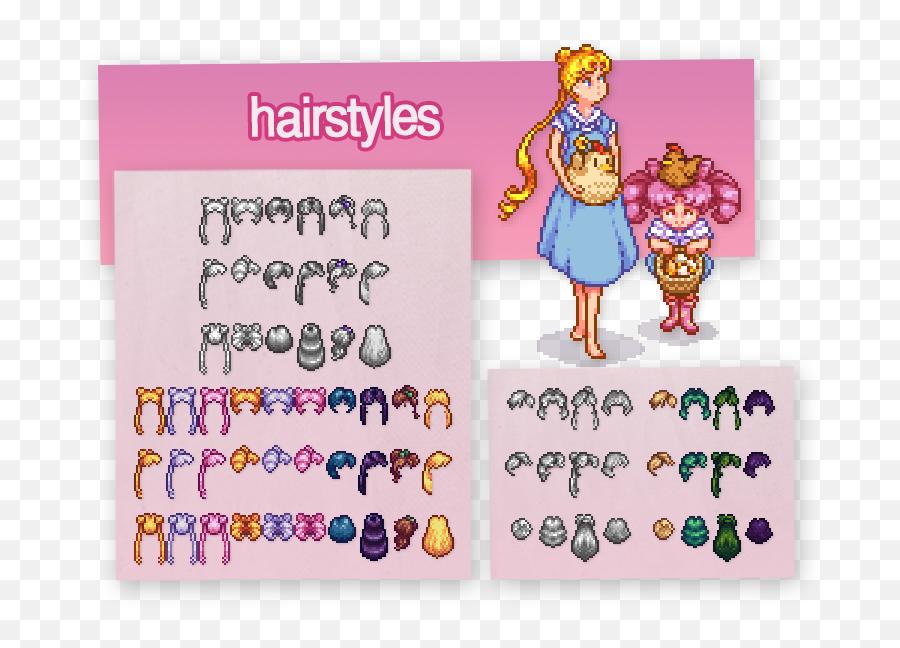 Sailor Moon Hairstyles Clothing And Kimono At Stardew Valley Emoji,Stardew Valley Multiplayer Emojis