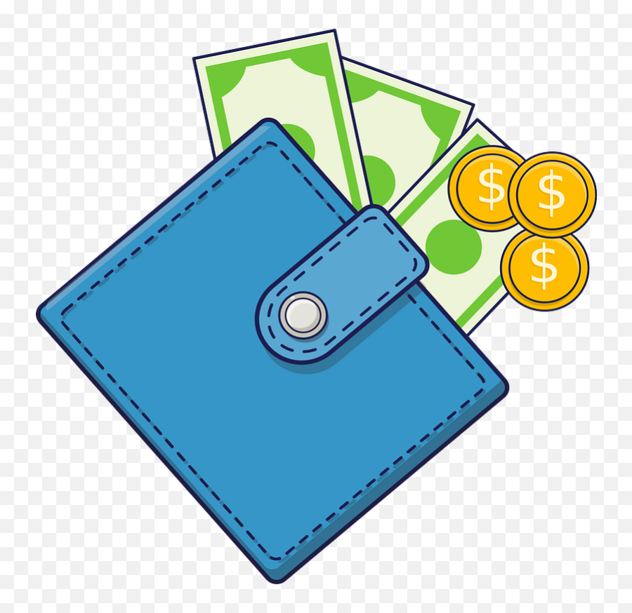 Blue Wallet With Cash And Coins Clipart Free Download - Money In Wallet Clipart Emoji,Emoji Wallet