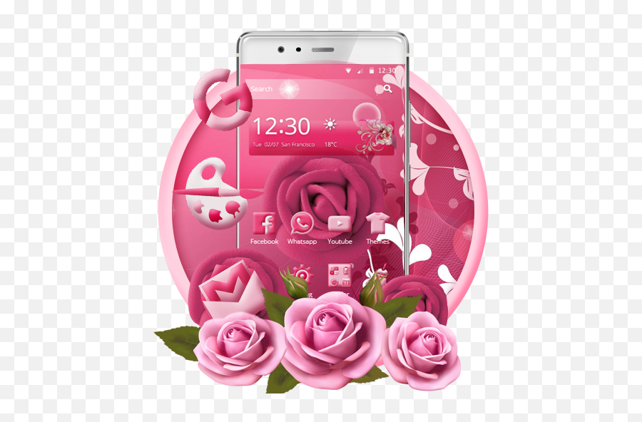 Pink Rose Mobile Theme Android - Smartphone Emoji,Pink Rose Emoji