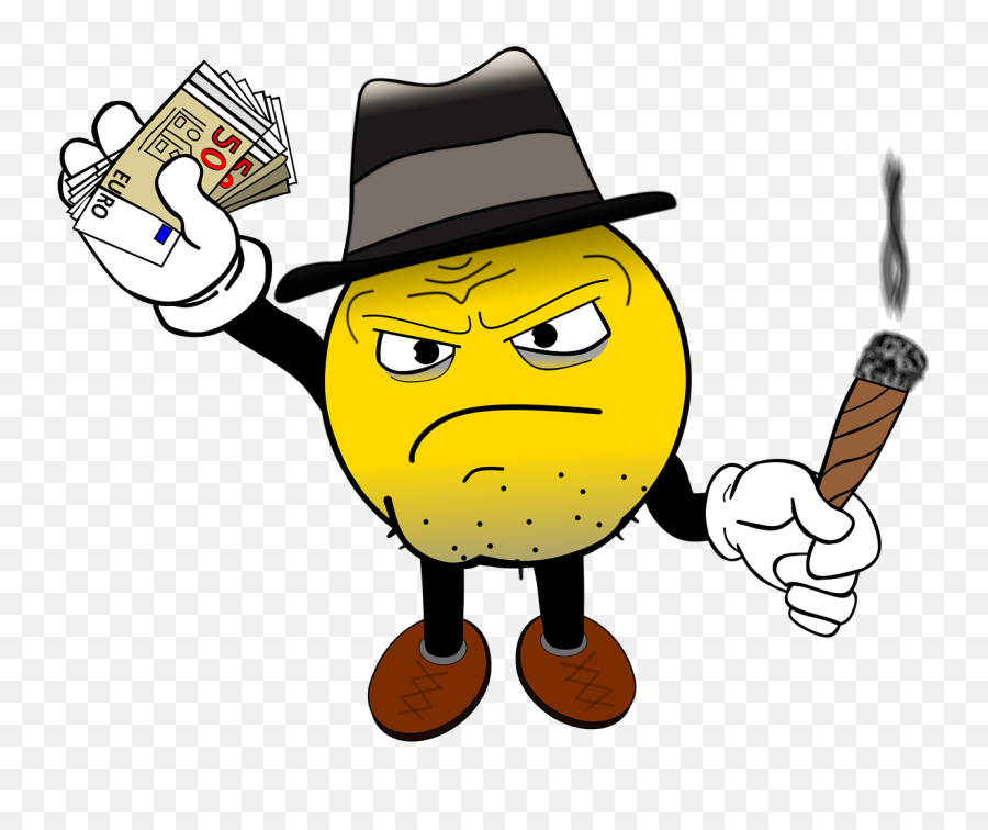 Smiley Smilie Comic Caricature Cartoon - Mafia Smiley Png Emoji,Emoticons Of A Chef