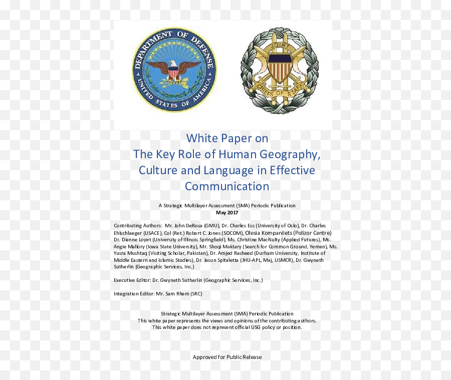 Pdf White Paper On The Key Role Of Human Geography Culture - Joint Staff Emoji,Emoticons Are Textual Images That Symbolize All But The Sender's _____________.