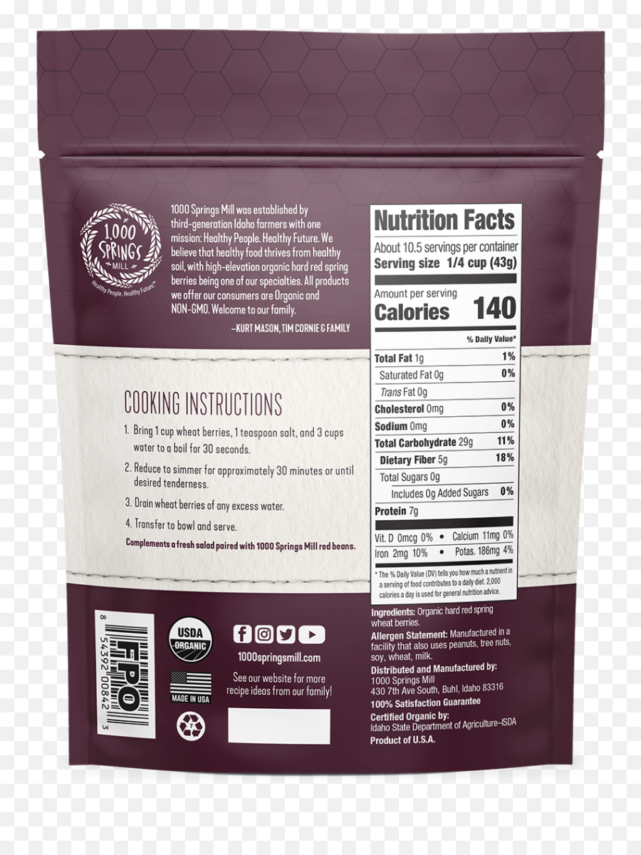 Organic Hard Red Spring Wheat Berries 16 Oz - Grape Seed Extract Emoji,Emotion Value Of A Teaspoon