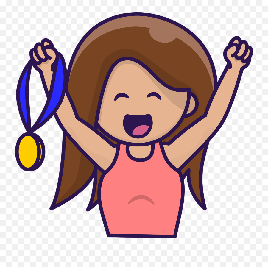 Girl Avatar Champion - Gold Medal Emoji,2 Medal Emoji Png