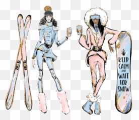 Watercolor Women Woman Girls Sticker By Stephanie - For Women Emoji,Skier Emoji