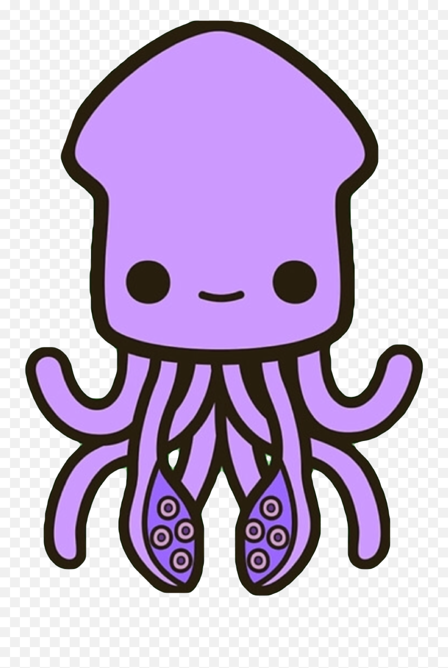 Kawaii Cute Octopus Squid Sticker - Cute Squid Clipart Emoji,Purple Octopus Emoji