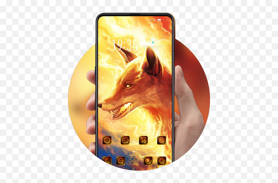 Animal Theme Wolf In Flame Cool U2013 Apper På Google Play - Fire Fox Art Emoji,Flamme Emoji Png