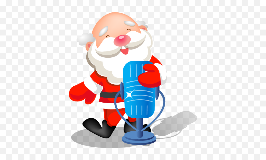 Santa Singing Microphone Icon Santa Iconset Mid - Nights Santa Claus Singing Png Emoji,Singing Emoji