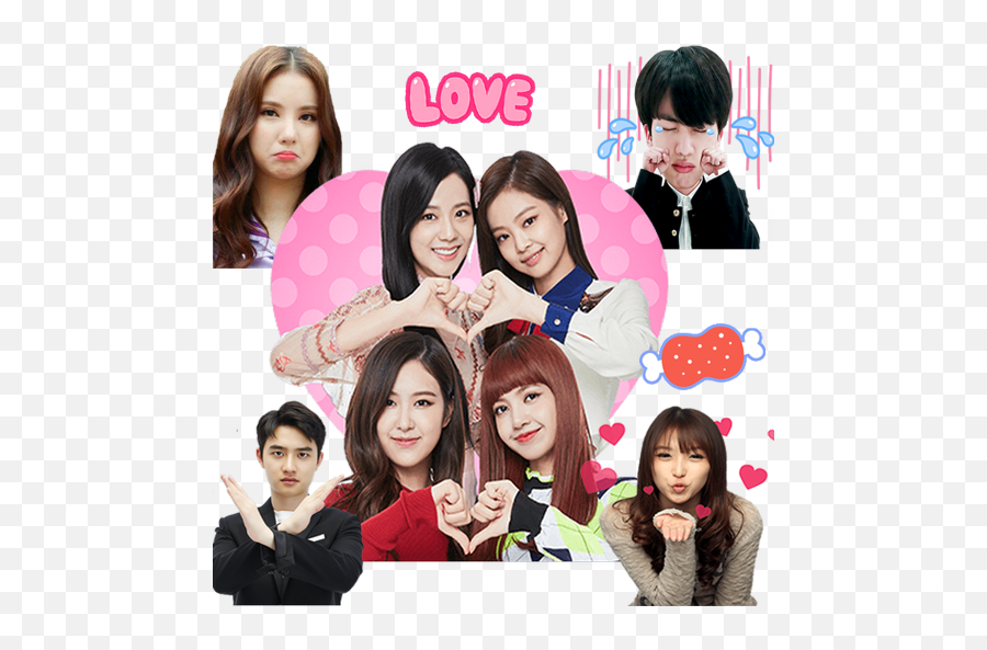 Wa Sticker Kpop Wastickerapps Korean - Kpop Cute Korean Stickers Emoji,Korean Girl Emoticon