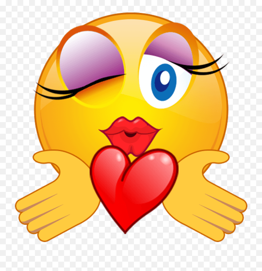 Mq Yellow Head Heart Flirt Emoji Emojis Clipart - Full Size Flirt Emoji,Yellow Heart Emoji