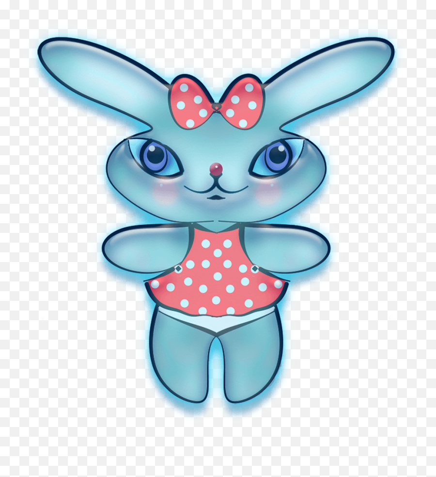 Blue Bunny With A Bow Clipart Free Download Transparent - Happy Emoji,Bunny And Egg Emoji