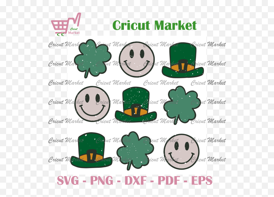St Patricks Smiley Shamrock Svg Vinyl Smiley Shamrock Svg Emoji,Emoticons Clover Symbol