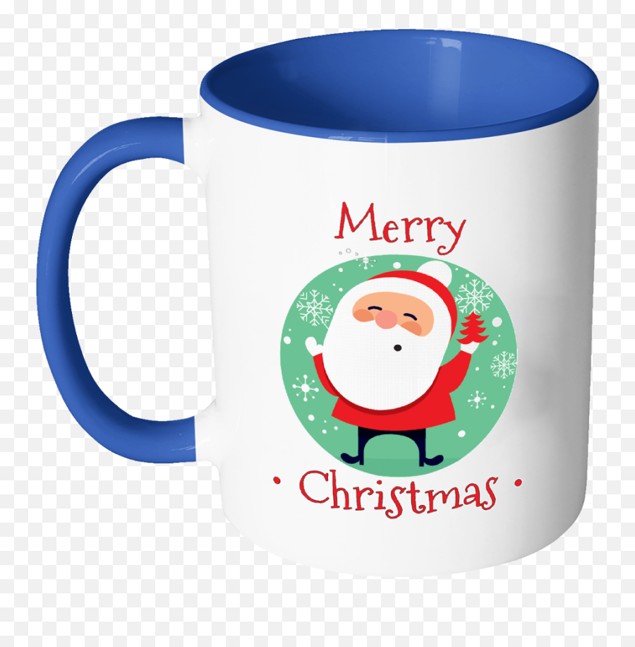 Santa Merry Christmas Ceramic Mug 11 Oz With Color Clipart - Magic Mug Emoji,Merry Xmas Emojis
