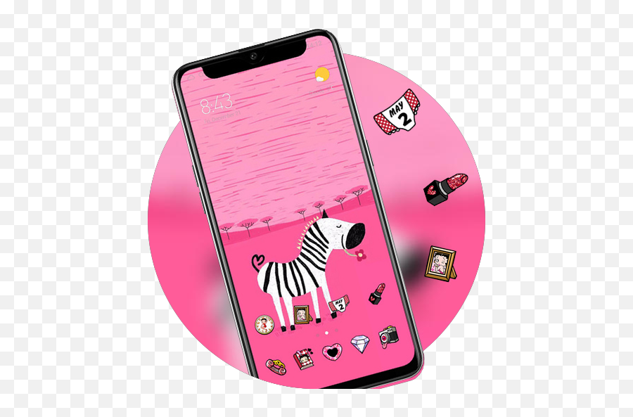 Ear Wallpaper Pretty Cute Pink Zebra Theme - Apps On Google Play Smartphone Emoji,Emoji Doodle Phone Case
