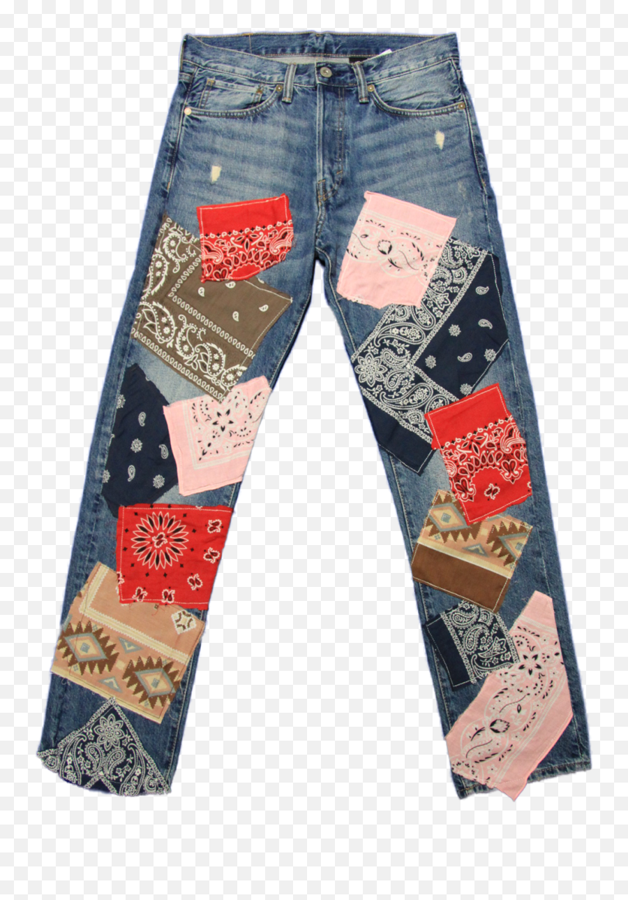 Fdl Bandana Patchwork Jeans - For Women Emoji,Emoji Joggers Women