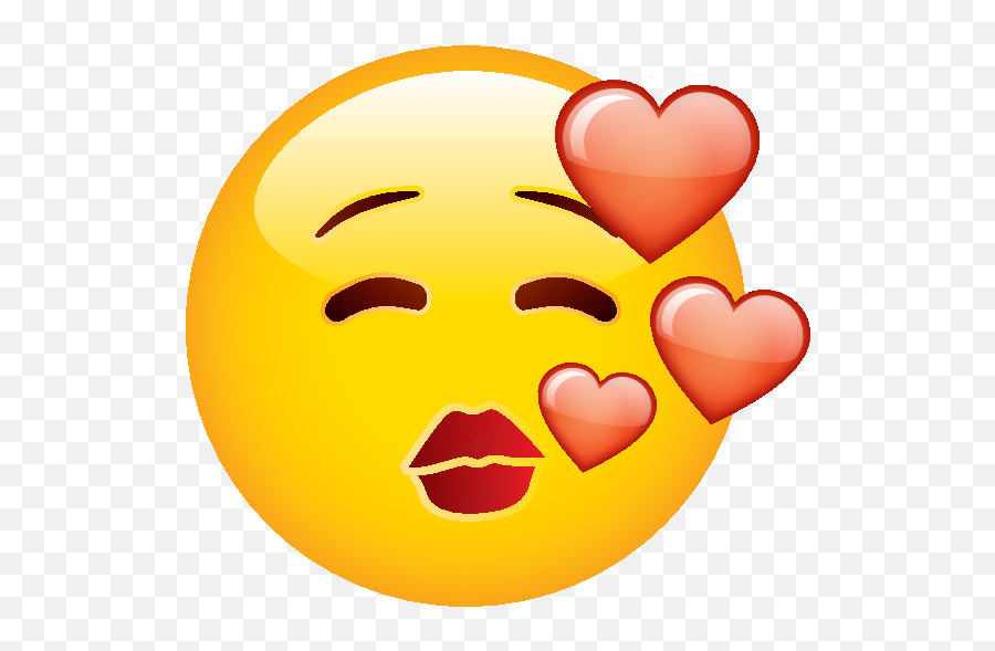 Face Blowing A Three Kisses 0 - Happy Emoji,Emoji With Three Hearts