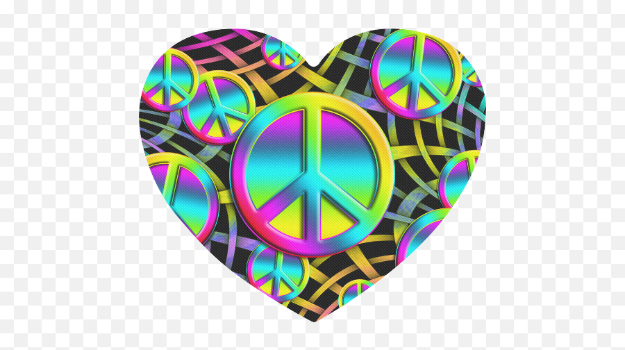 Colorful Peace Pattern Heart - Shaped Mousepad Id D342280 Girly Emoji,Heart Shape Made Out Of Heart Emojis Discord