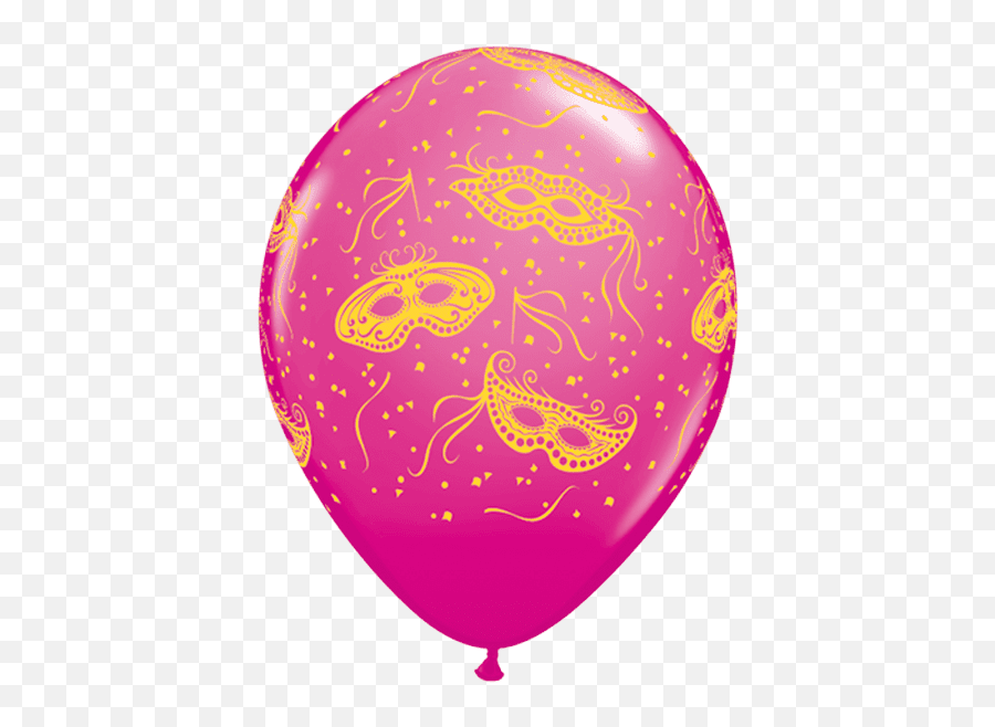 25 X 11 Assorted Mardi Gras Masks - Around Qualatex Latex Pink Happy 1st Birthday Balloons Emoji,Mardi Gras Mask Movie Emojis