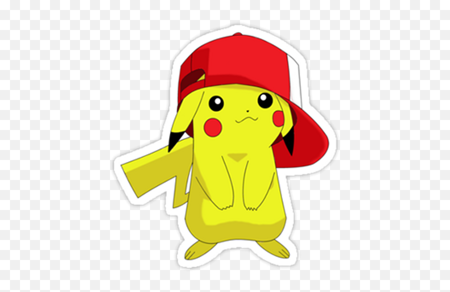 Pikachu In Ash Ketchum Cap Sticker - Sticker Mania Pikachu Imagenes De Pokemon Emoji,Pikachu Emoji