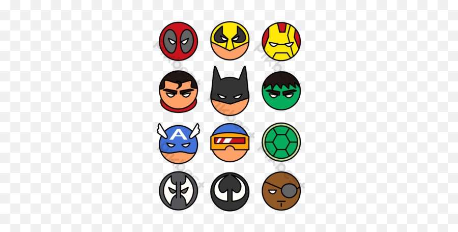 Various Colored Superhero Icons Ai Free Download - Pikbest Silicon Molecule Emoji,Marvel Emoticon