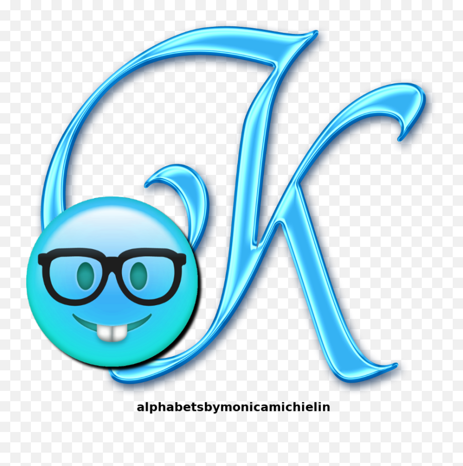 Monica Michielin Alphabets Light Blue Smile Emoticon Emoji,K Emoji