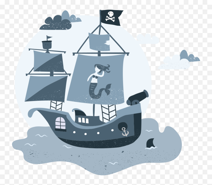 Pirate Ship Sailing To Moon Illustration Decal - Tenstickers Emoji,Sail Boat Emoji