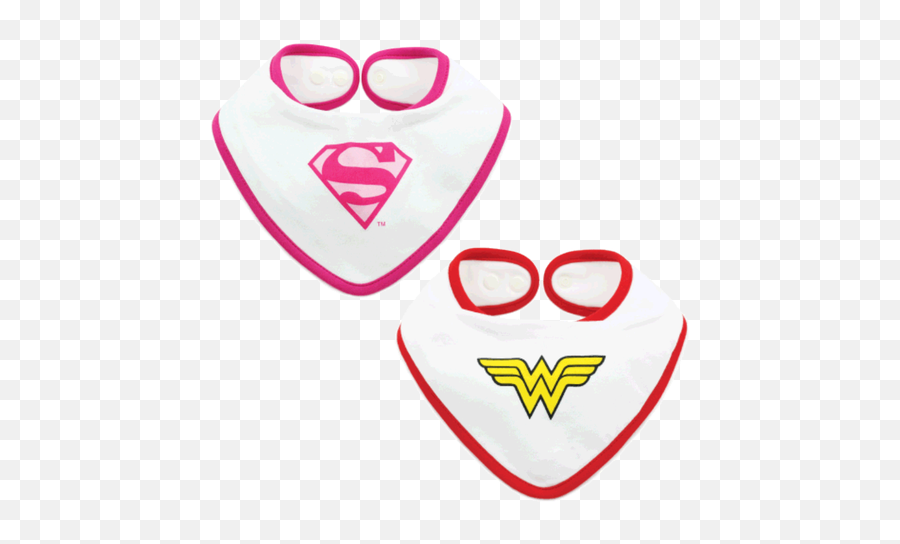 Supergirl U0026 Batgirl Bandana Bib Set For Twin Girls - Trends Wonder Woman Emoji,Emoticon Twin Girls