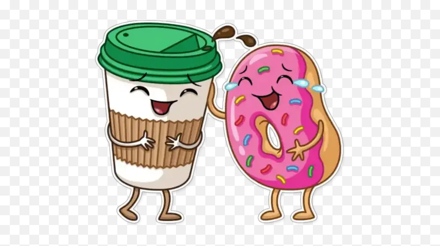 Donut And Coffee Sticker Für Whatsapp - Whatsapp Stickers Emoji,Emoticon Huevos Groseria