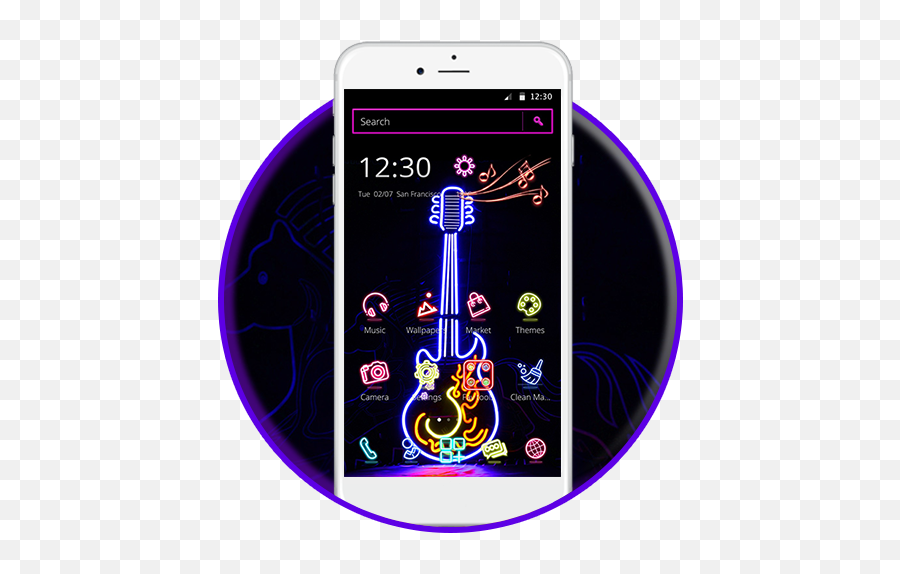 Neon Guitar Music 2d Theme - Iphone Emoji,Electric Guitar Emoji