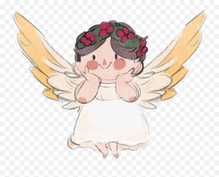 Painting Angel Cartoon Little - Angel Watercolor Full Size Emoji,Facebook Emotions Lil Angel