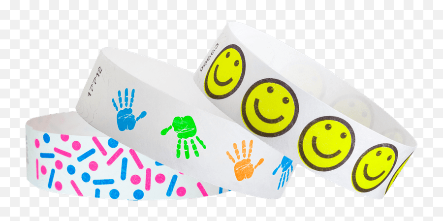 34 Tyvek Wristbands - Patterns U2013 Tagged Smiley Happyface Happy Emoji,Breast Emoticon