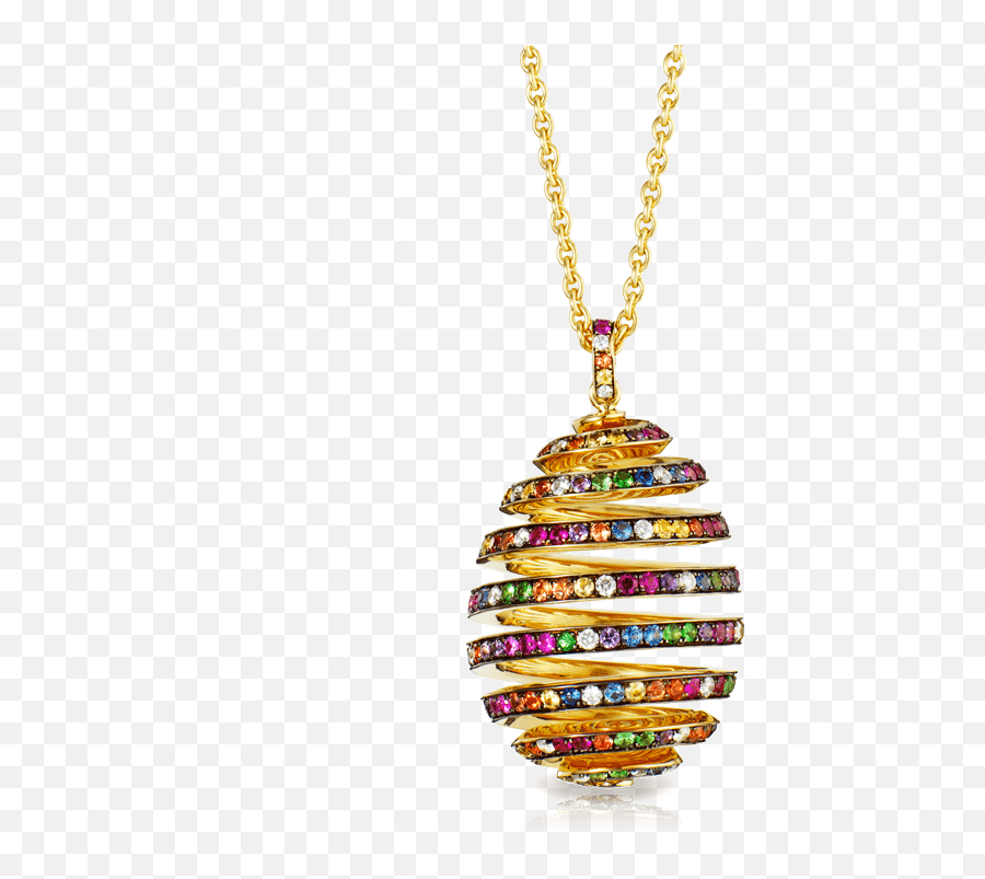Diamond Spiral Egg Pendant - Faberge Multicolor Egg Pendant Emoji,Emotion Necklace