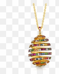 Diamond Spiral Egg Pendant - Faberge Multicolor Egg Pendant Emoji,Emotion Necklace