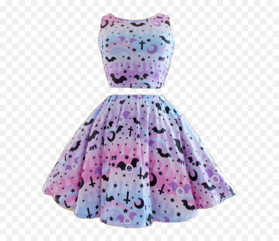 Dress Twopiece Bats Goth Kawaii Ddlg - Sleeveless Emoji,Emoji Two Piece Outfit