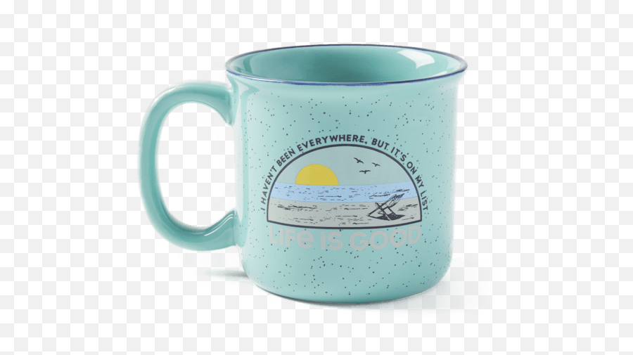 Accessories Beach List Happy Camper Mug Life Is Good - Serveware Emoji,Emoji Beach Towels