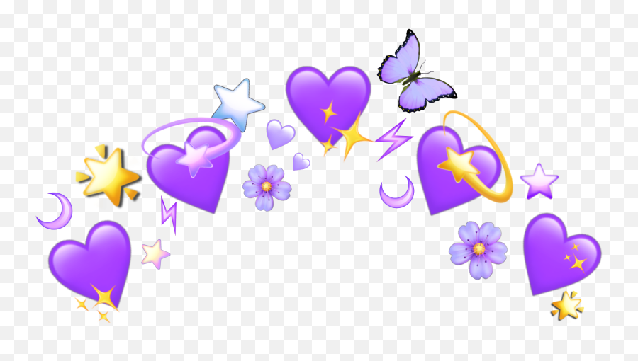 Crown Purple Emoji Heart Sticker - Purple Heart Emoji Crown,Crown Emoji
