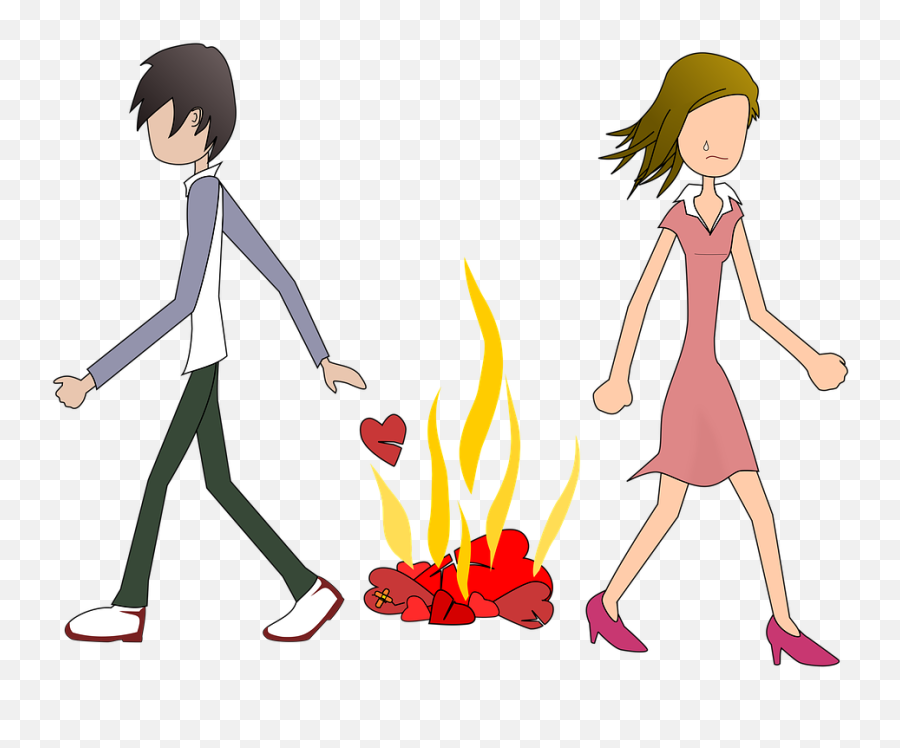 Break Up Couple Cartoon Clipart - Full Size Clipart Breakup Cartoon Png Emoji,Hands Up Give Up Emoji