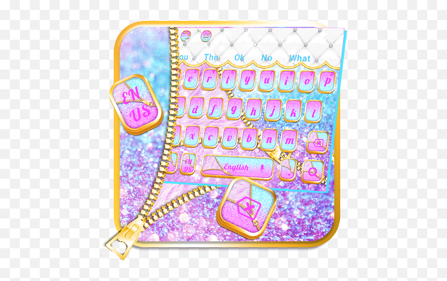 Updated Glitter Colorful Zipper Keyboard Theme Android - Girly Emoji,
