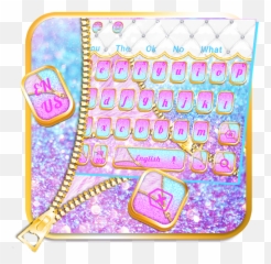 Updated Glitter Colorful Zipper Keyboard Theme Android - Girly Emoji,