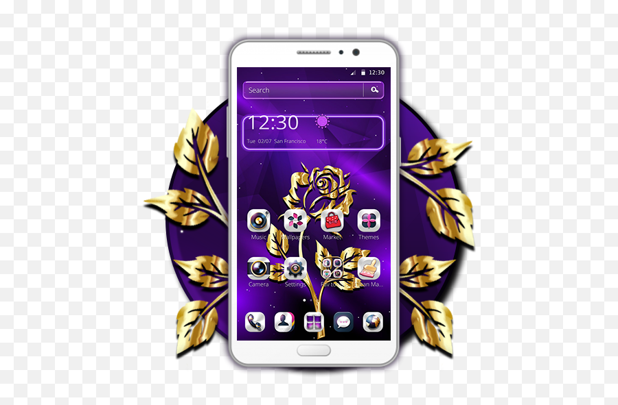 Golden Purple Flower Theme Launcher On Google Play Reviews - Smartphone Emoji,Huawei P8 Lite Emojis