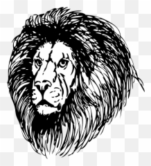 Powerful Cat Head Strong Power Lion - Mane Clipart Black And White Emoji,Real Lions Emotions