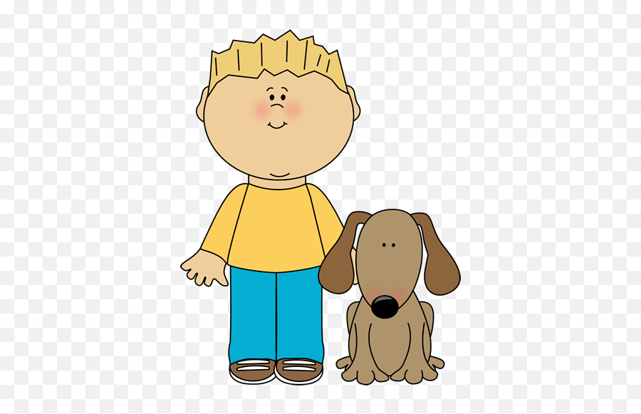 Clip Art Boy And Dog - Have A Dog Clipart Emoji,Emoticon Long Blonde Haired Girl With Beagle Dog