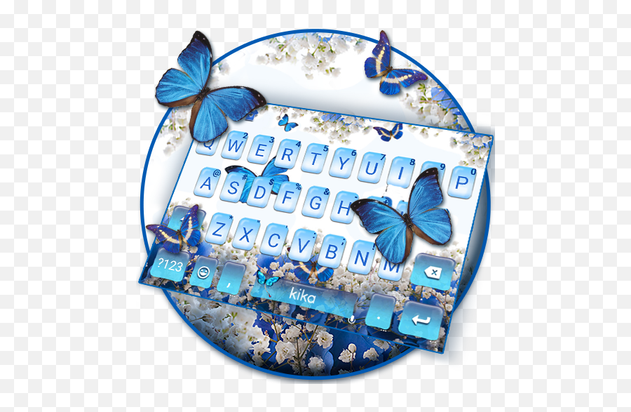 Spring Blue Butterfly Keyboard Theme Pc - Girly Emoji,Emoji One For Kika