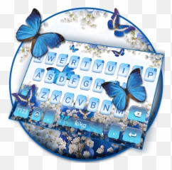 Spring Blue Butterfly Keyboard Theme Pc - Girly Emoji,Emoji One For Kika
