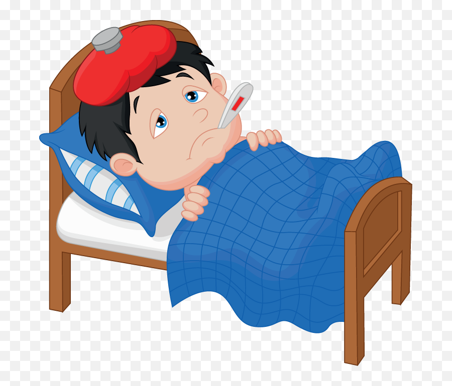 Fever Is Good Really Sick Boy Cartoon Sick In Bed Sick - Kid Sick Clipart Emoji,Reading Animation Emotions Easier