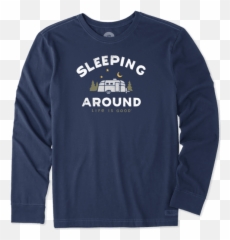 Sale Menu0027s Sleeping Around Long Sleeve Crusher Tee Life Is - Long Sleeve Emoji,Emoji Joggers Pants For Sale